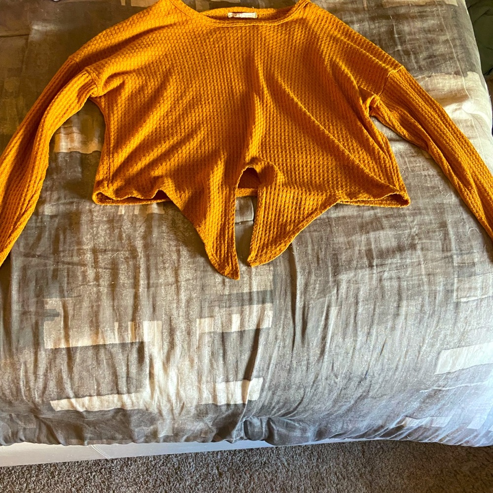 Caution to the wind crop sweater, orange, small